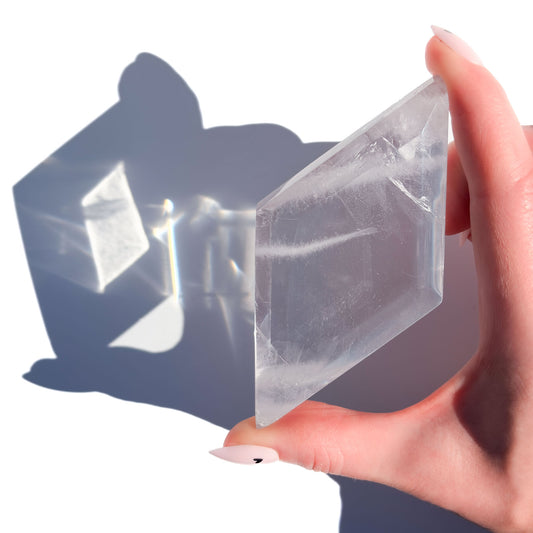 Clear Quartz Diamond-Shaped Faceted Crystal
