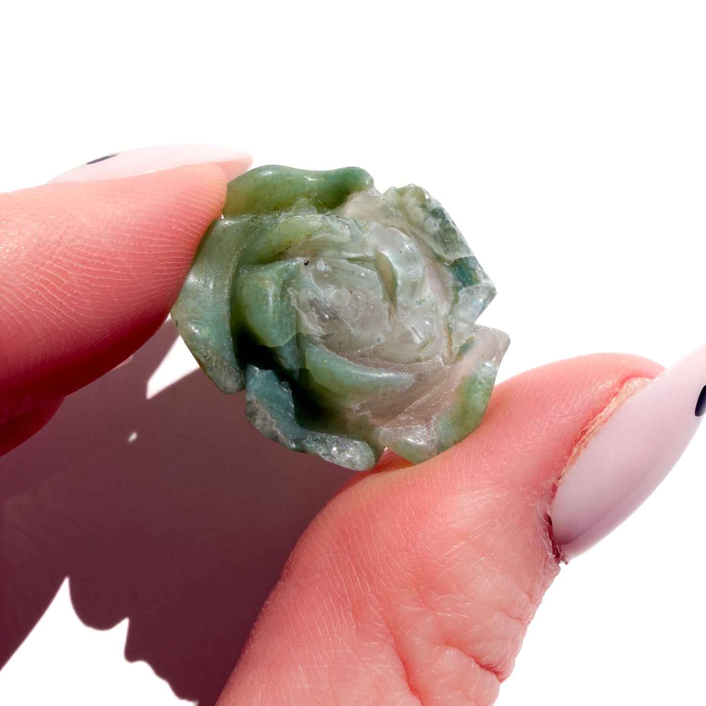 Green Flower Agate Crystal Rose