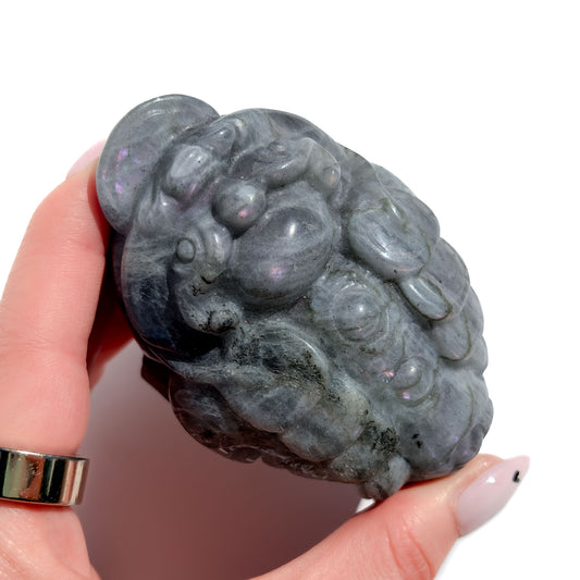 Purple Flash Labradorite Crystal Money Toad Manifester