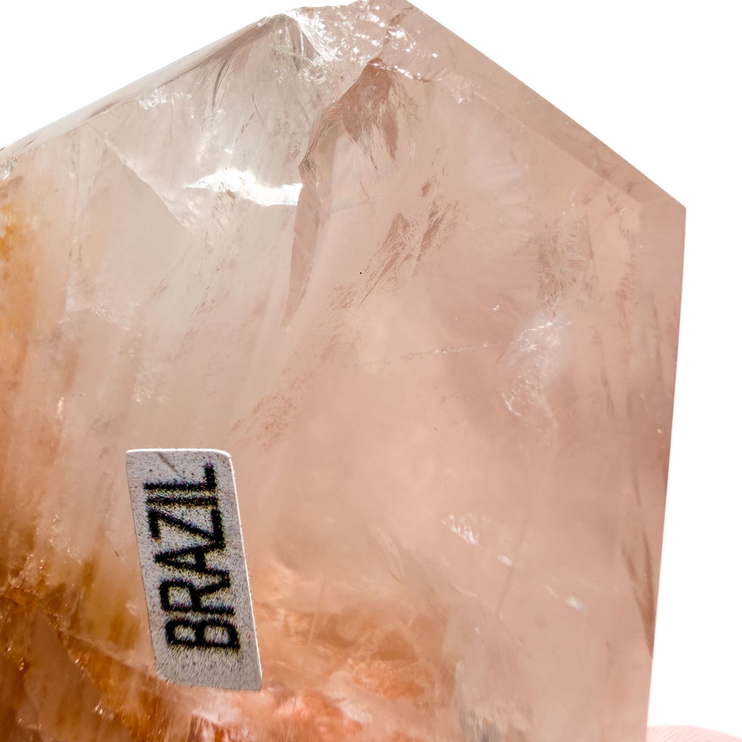 Rose Quartz & Golden Healer Crystal Tower: Option A