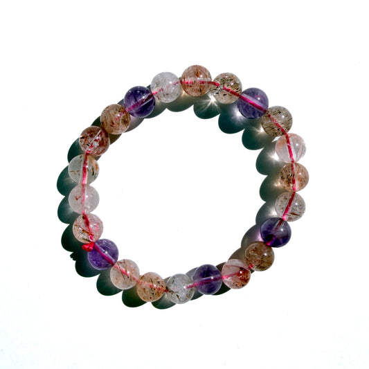 Amethyst With Mica & Rutile Quartz Crystal Bracelet: Clarity & Direction