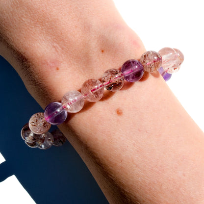 Amethyst With Mica & Rutile Quartz Crystal Bracelet: Clarity & Direction