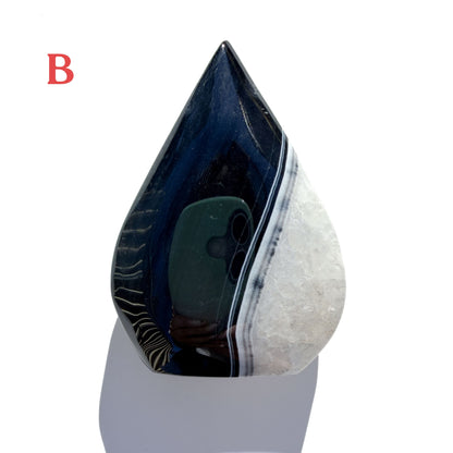 Black Stripe Agate Crystal Flame