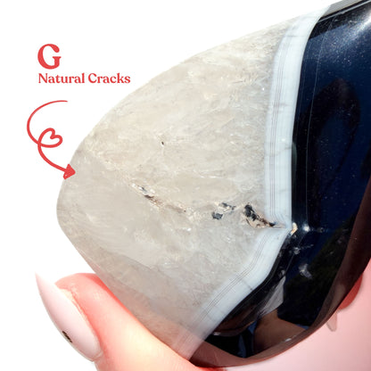 Black Stripe Agate Crystal Flame