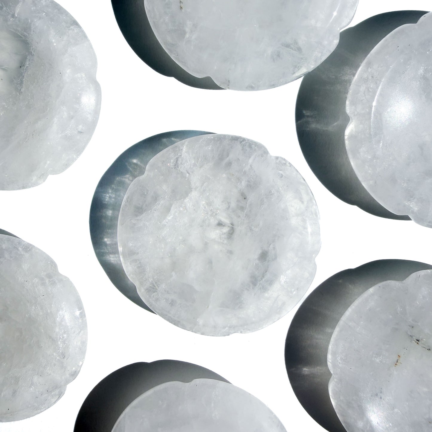 Clear Quartz Flower-Shaped Crystal Sphere Stand