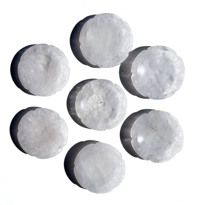 Clear Quartz Flower-Shaped Crystal Sphere Stand