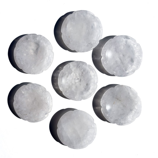 Clear Quartz Flower-Shaped Crystal Sphere Stand