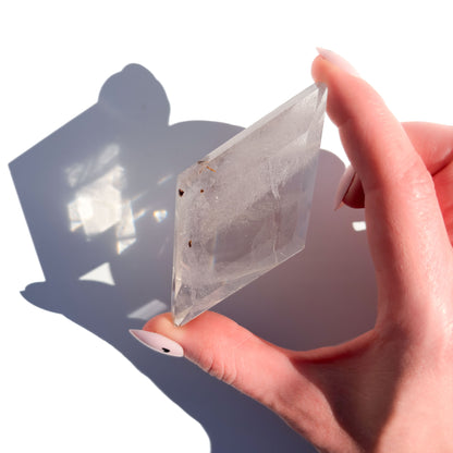 Clear Quartz Diamond-Shaped Faceted Crystal