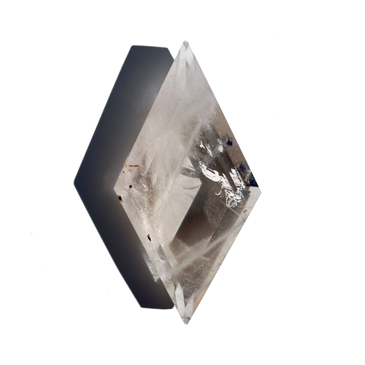 Clear Quartz Diamond-Shaped Faceted Crystal