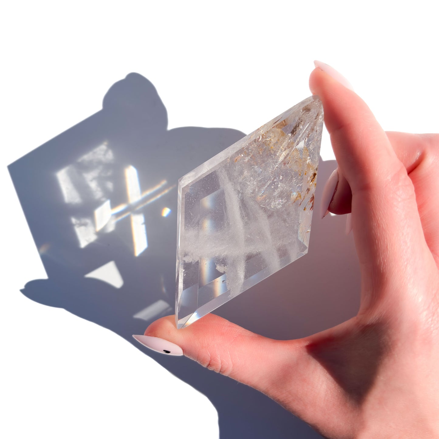 Clear Quartz Diamond-Shaped Faceted Crystal