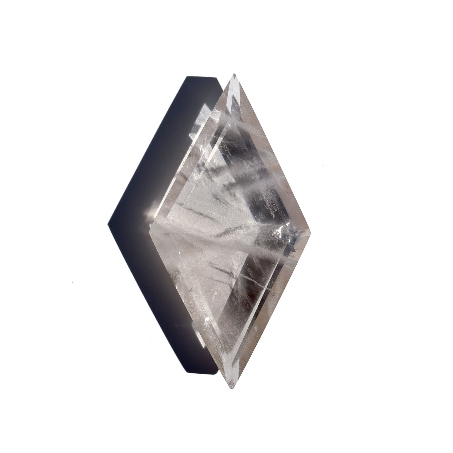Clear Quartz Diamond-Shaped Faceted Crystal