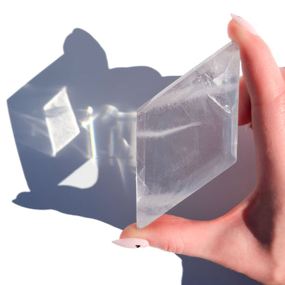 Clear Quartz Diamond-Shaped Faceted Crystal