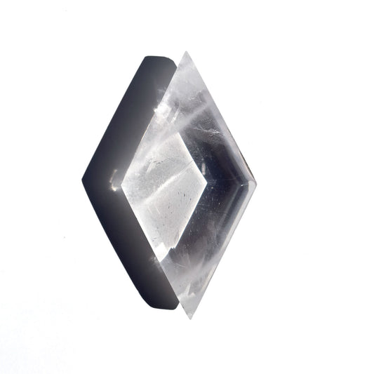 Clear Quartz Diamond-Shaped Faceted Crystal