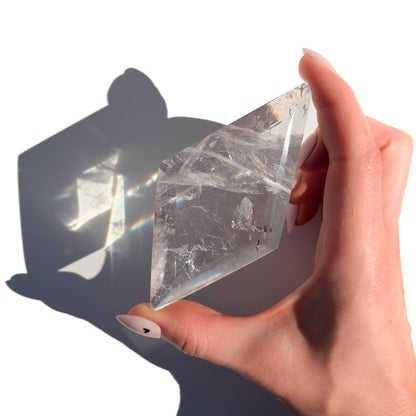 Clear Quartz Diamond-Shaped Faceted Crystal