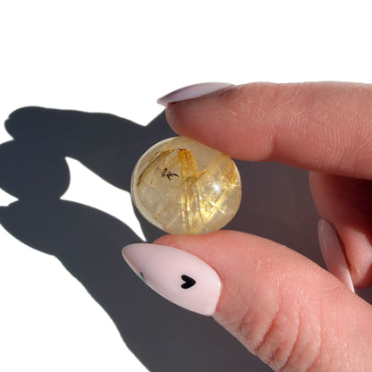 Golden Rutile Quartz Crystal Tumble: Pocket Prosperity