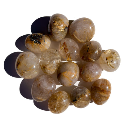 Golden Rutile Quartz Crystal Tumble: Pocket Prosperity