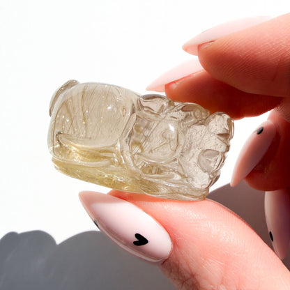 Lucky Golden Rutile Quartz Manifesting Crystal Pi Xiu