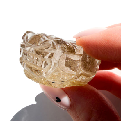 Lucky Golden Rutile Quartz Manifesting Crystal Pi Xiu