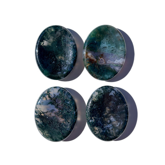 Moss Agate Crystal Worry Stone: Pocket Growth