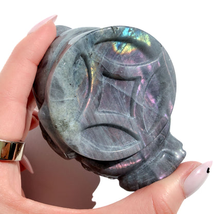 Purple Flash Labradorite Crystal Money Toad Manifester