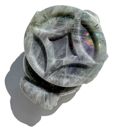 Purple Flash Labradorite Crystal Money Toad Manifester