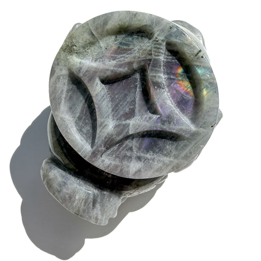 Purple Flash Labradorite Crystal Money Toad Manifester