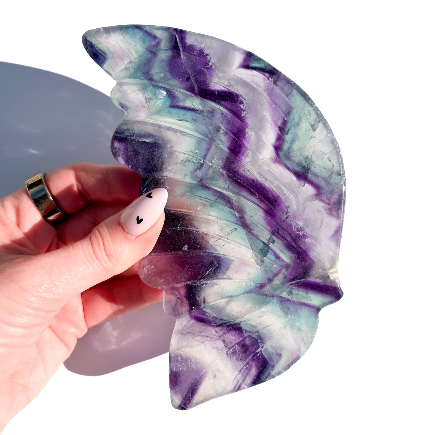 Rainbow Fluorite Crystal Butterfly Wings (with stand)