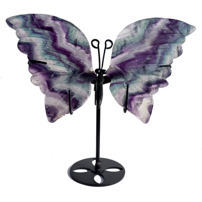Rainbow Fluorite Crystal Butterfly Wings (with stand)