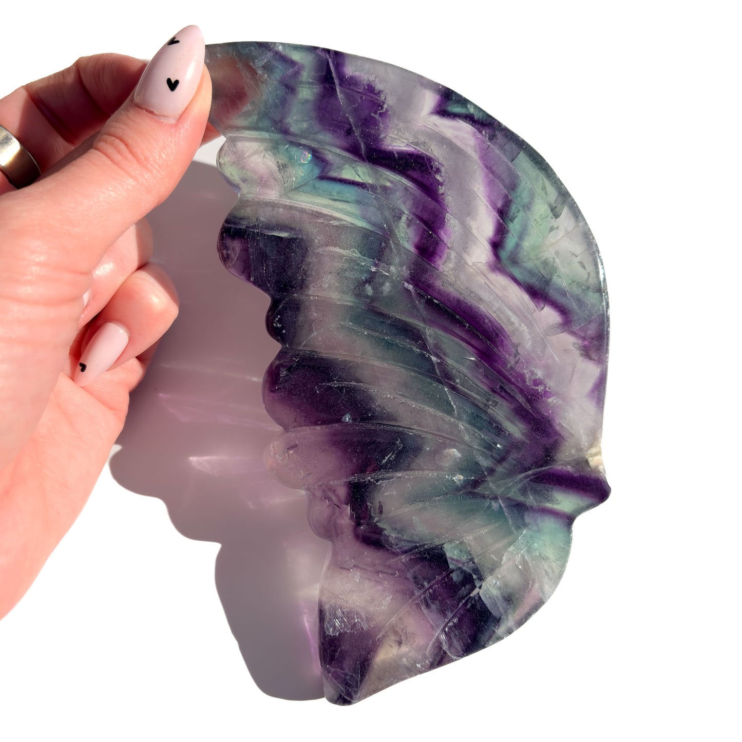 Rainbow Fluorite Crystal Butterfly Wings (with stand)
