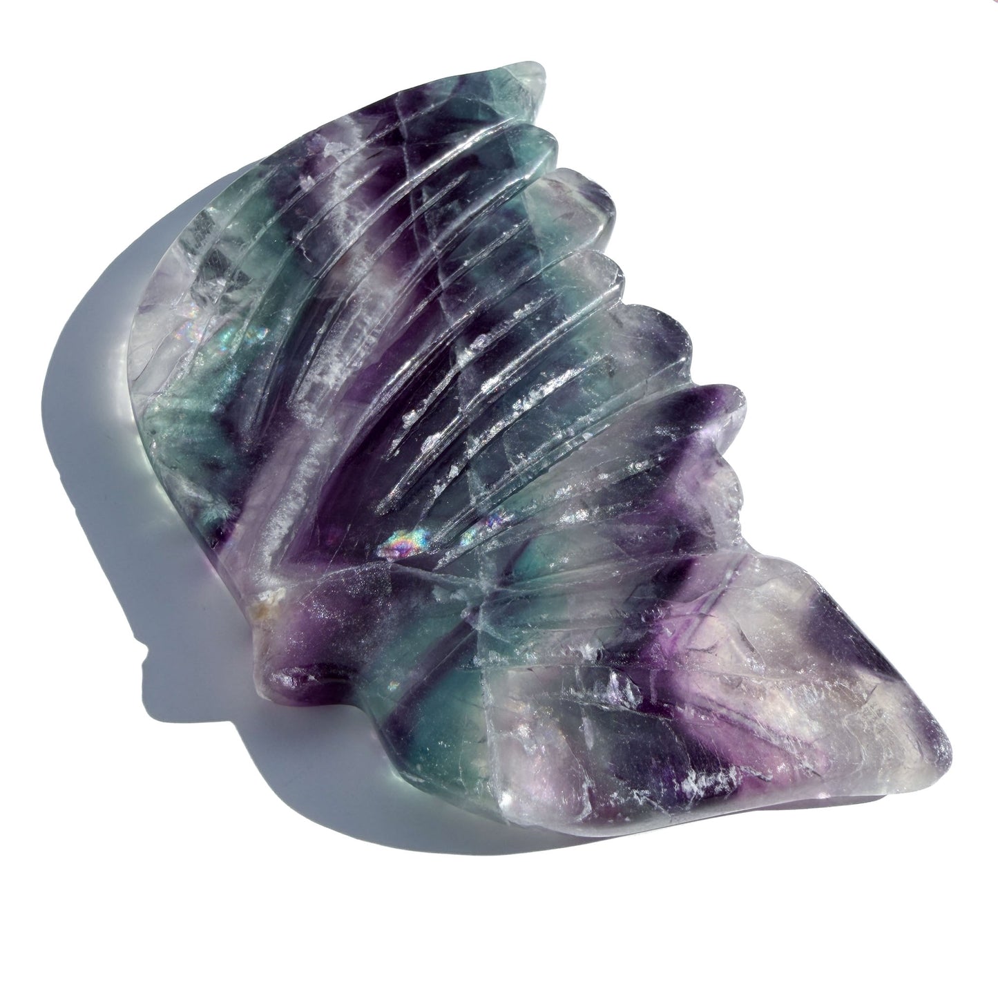 Rainbow Fluorite Crystal Butterfly Wings (with stand)