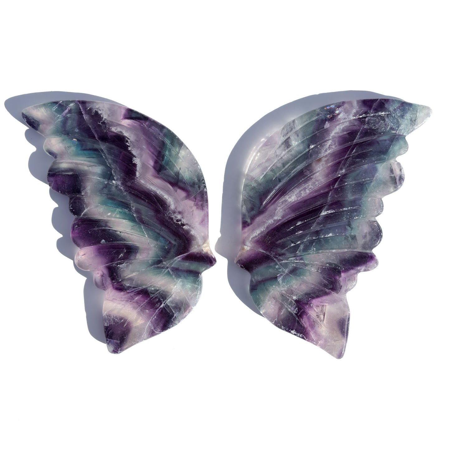Rainbow Fluorite Crystal Butterfly Wings (with stand)