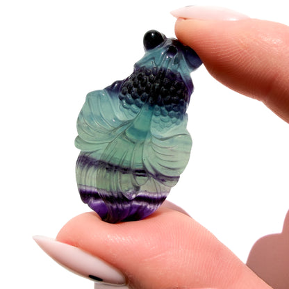 Rainbow Fluorite Goldfish Crystal Pendant