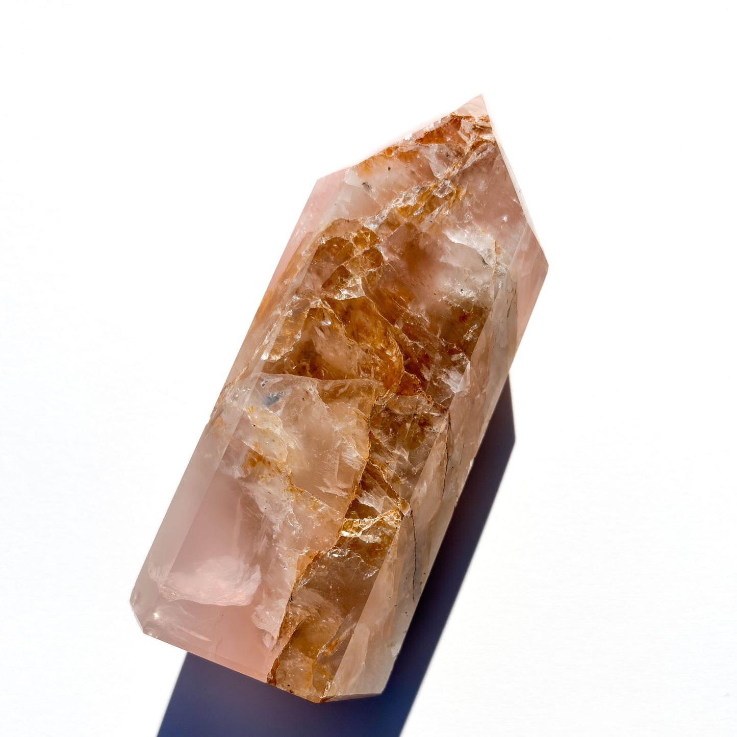 Rose Quartz & Golden Healer Crystal Tower: Option A