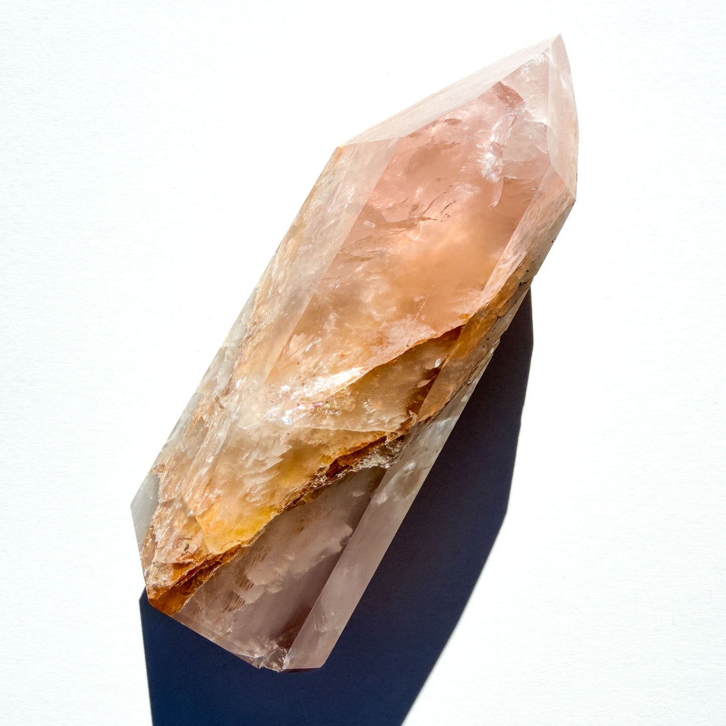 Rose Quartz & Golden Healer Crystal Tower: Option A