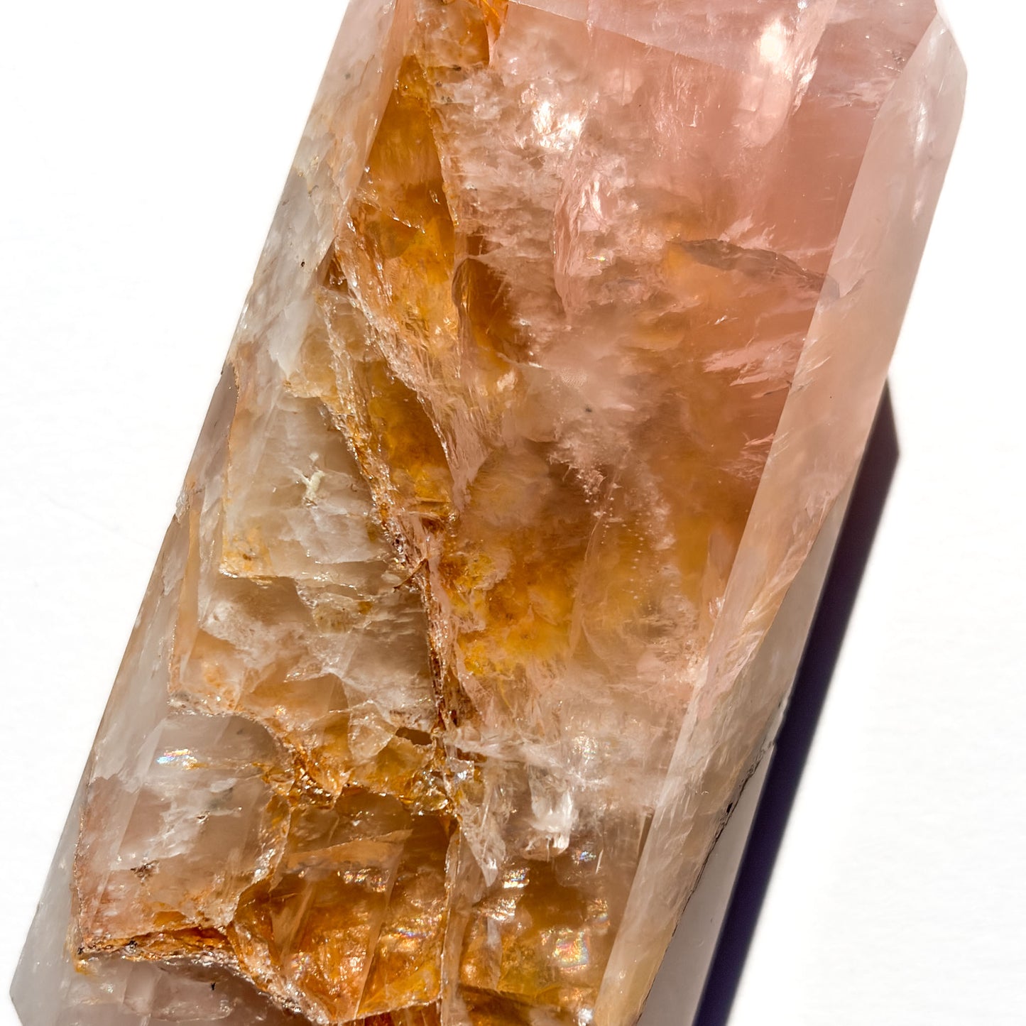 Rose Quartz & Golden Healer Crystal Tower: Option A