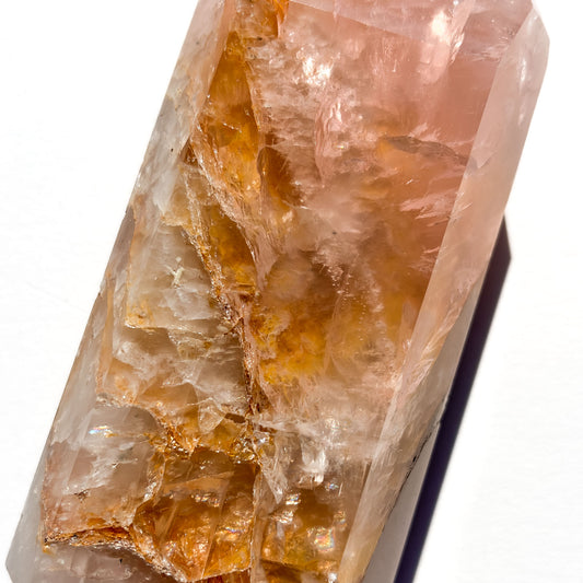 Rose Quartz & Golden Healer Crystal Tower: Option A