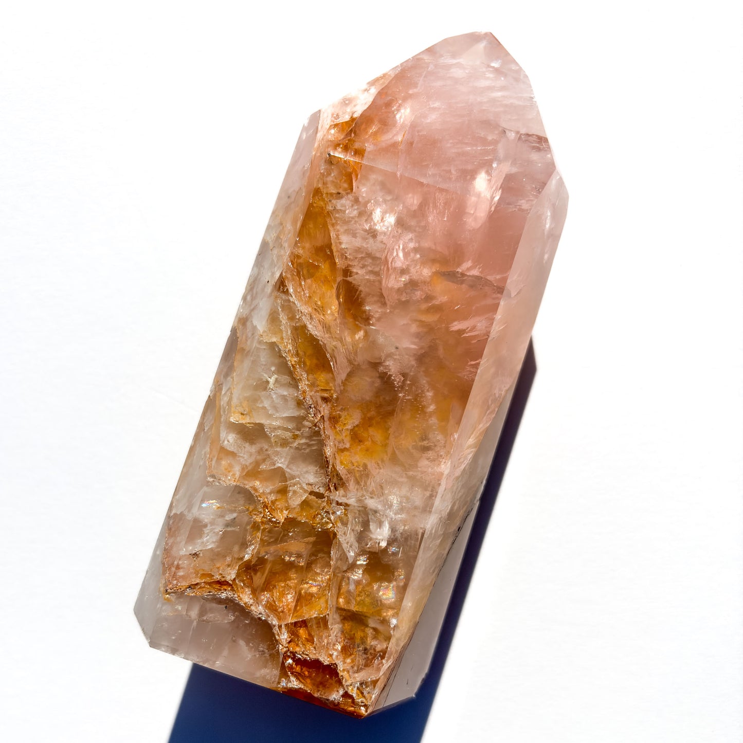 Rose Quartz & Golden Healer Crystal Tower: Option A