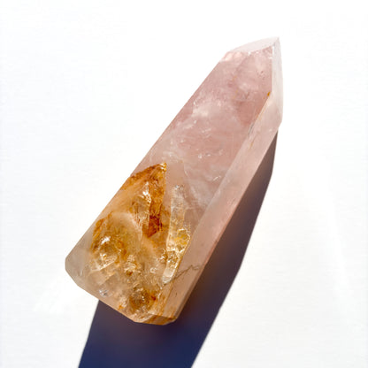 Rose Quartz & Golden Healer Crystal Tower: Option B