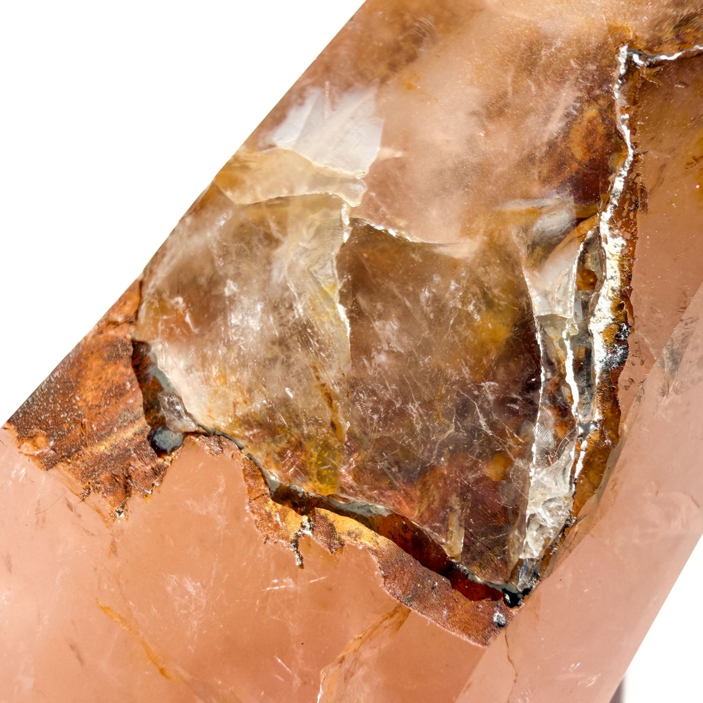 Rose Quartz & Golden Healer Crystal Tower: Option C