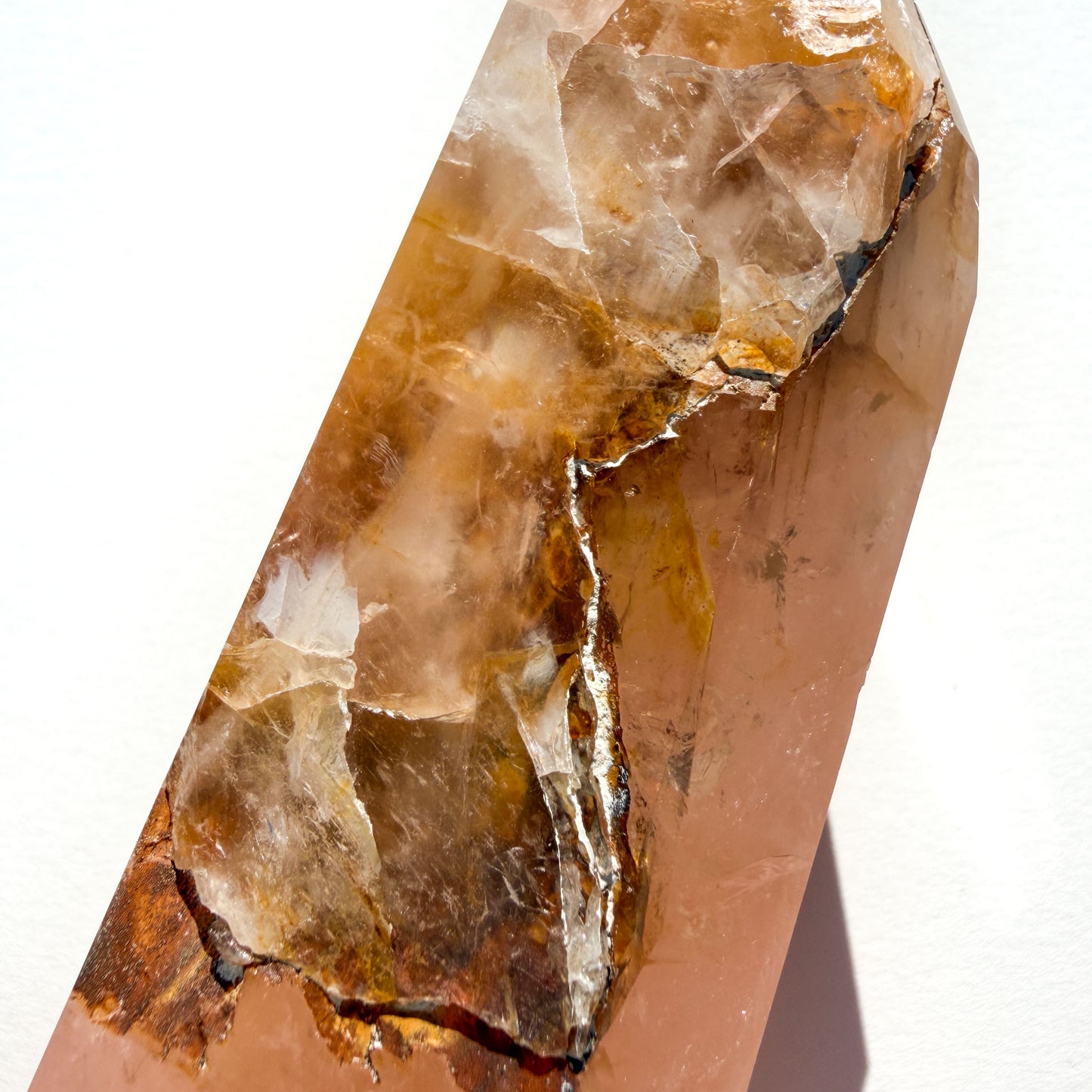 Rose Quartz & Golden Healer Crystal Tower: Option C