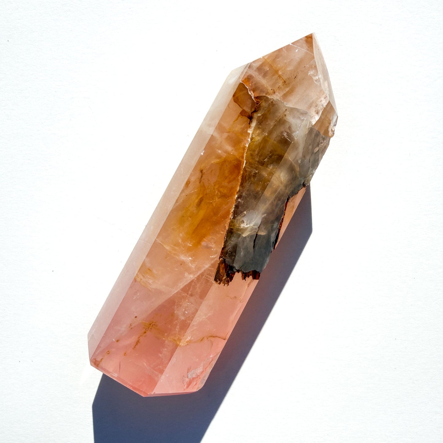 Rose Quartz & Golden Healer Crystal Tower: Option C