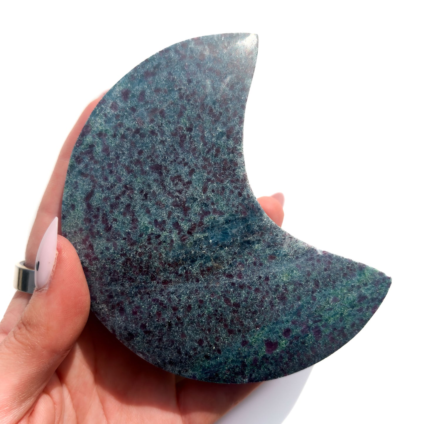 Ruby Zoisite & Blue Kyanite Crystal Moon: Option C