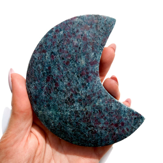 Ruby Zoisite & Blue Kyanite Crystal Moon: Option A
