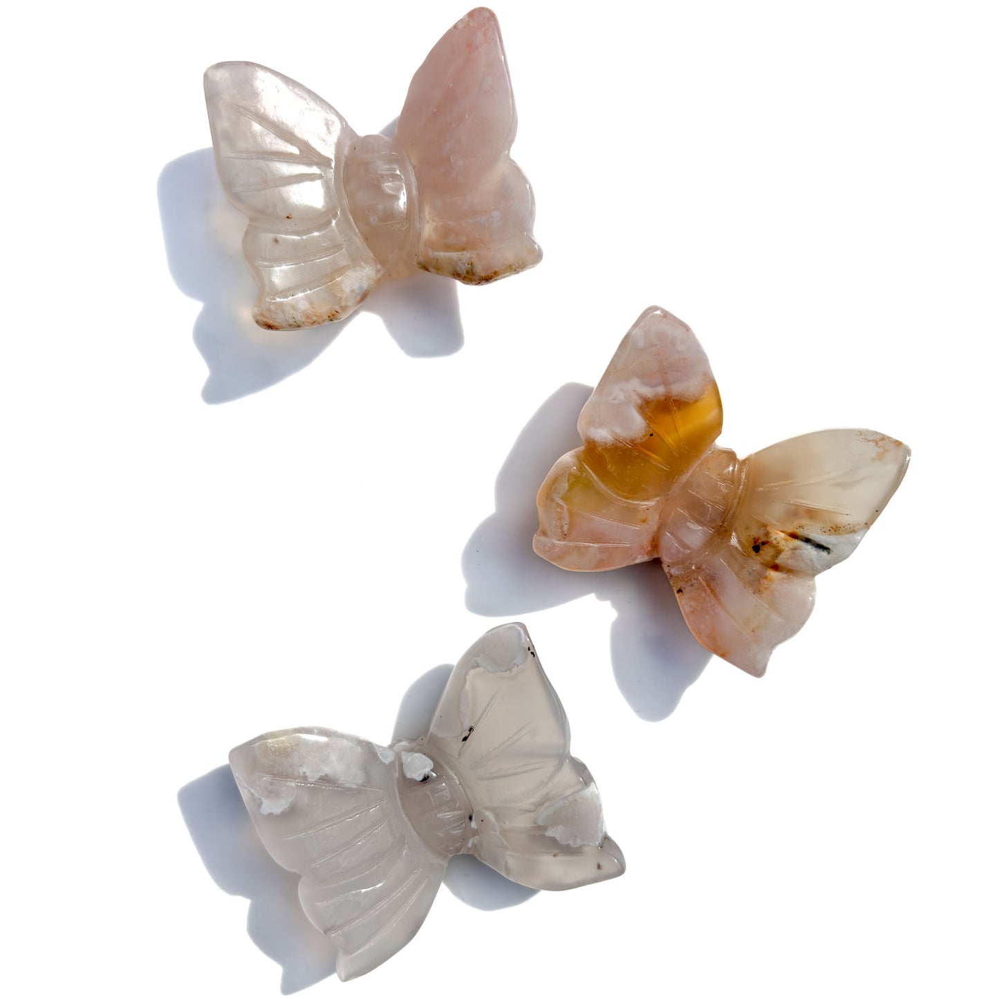 Sakura Flower Agate Crystal Butterfly